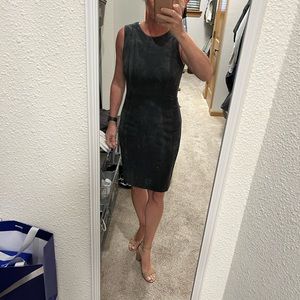 Gray faux suede form fitting dress